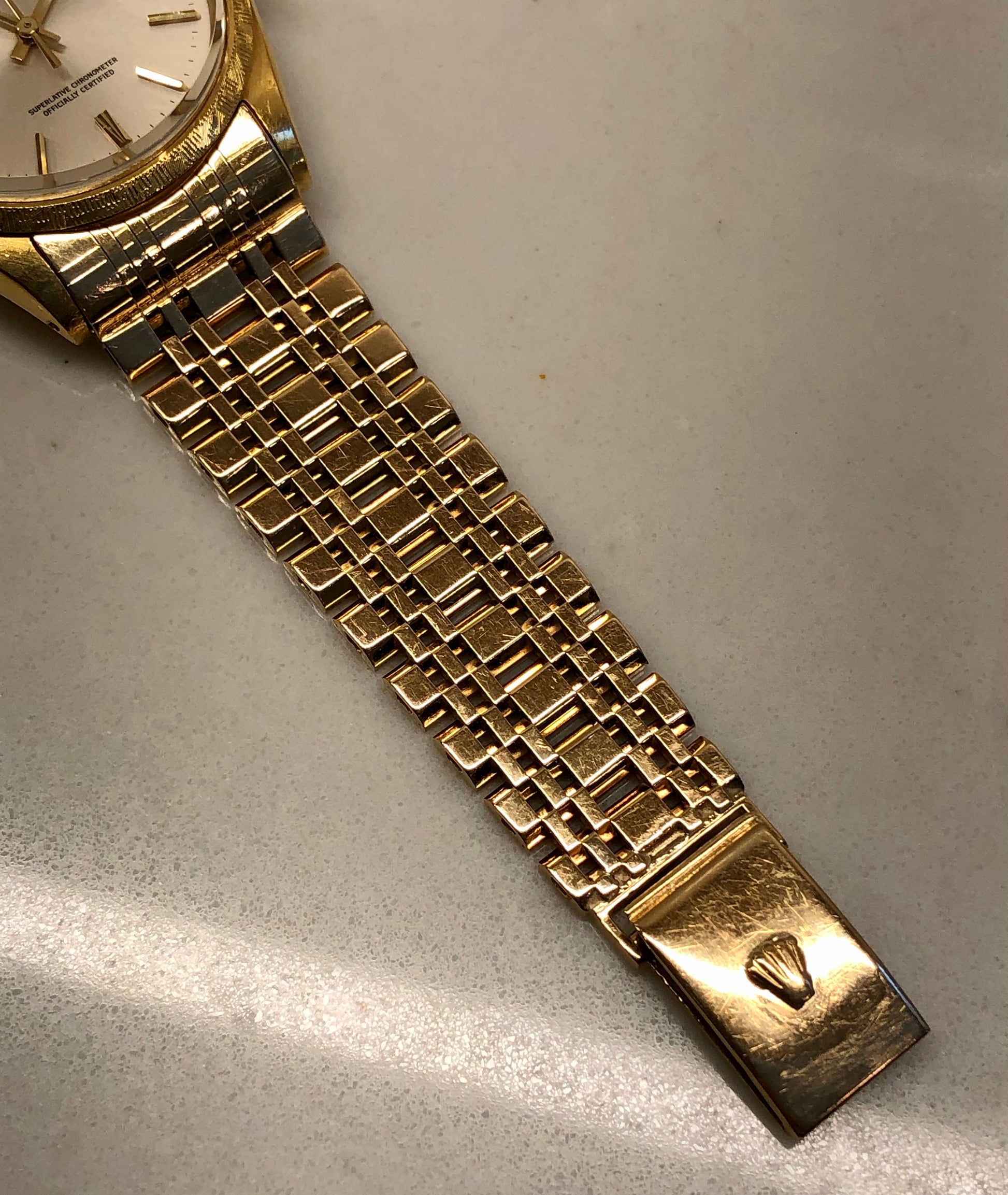 1973 Rolex Oyster Perpetual 1035 18K Yellow Gold Florentine Bezel Automatic Wristwatch - HASHTAGWATCHCO