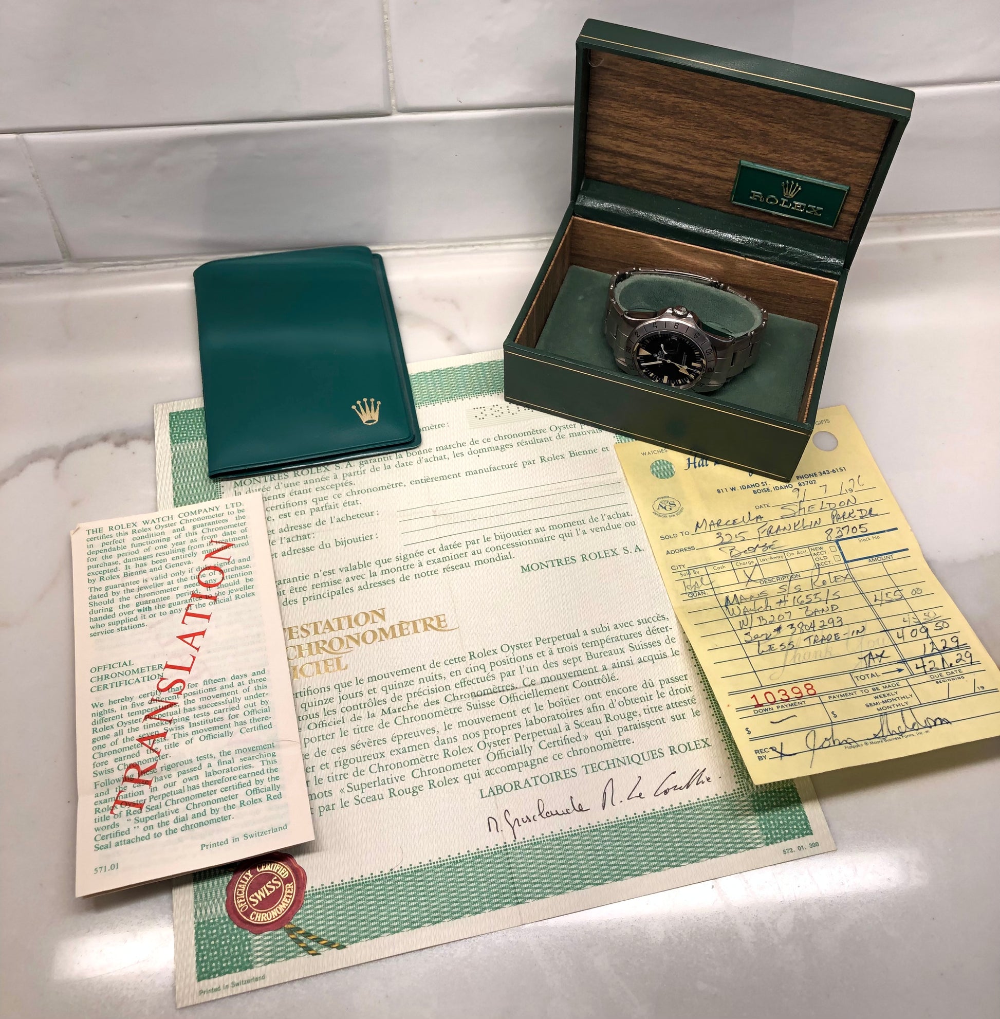 1975 Rolex Explorer II 1655 Mk 2 Steel Wristwatch with Box Papers and Original Purchase Receipt - HASHTAGWATCHCO