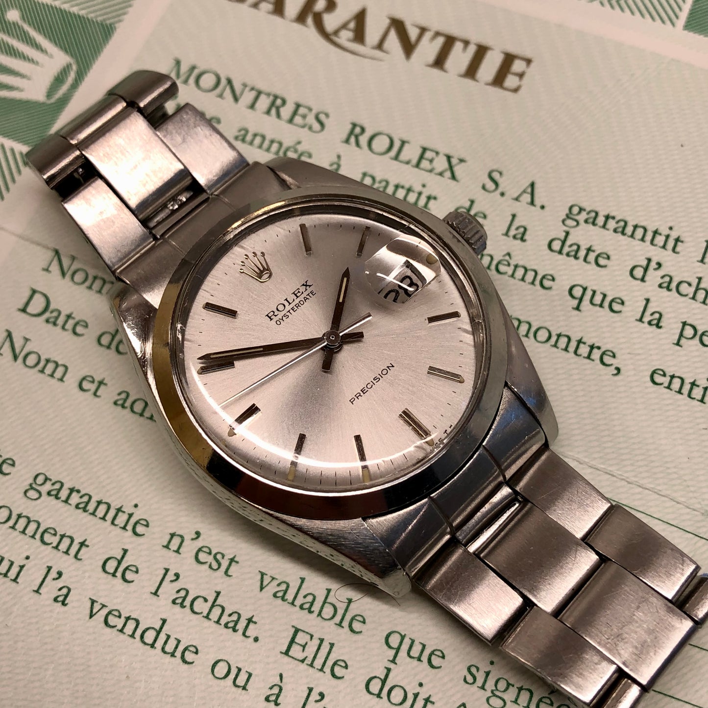 1976 Rolex Oysterdate Precision 6694 Stainless Steel Manual Wristwatch with Guarantee Papers - HASHTAGWATCHCO