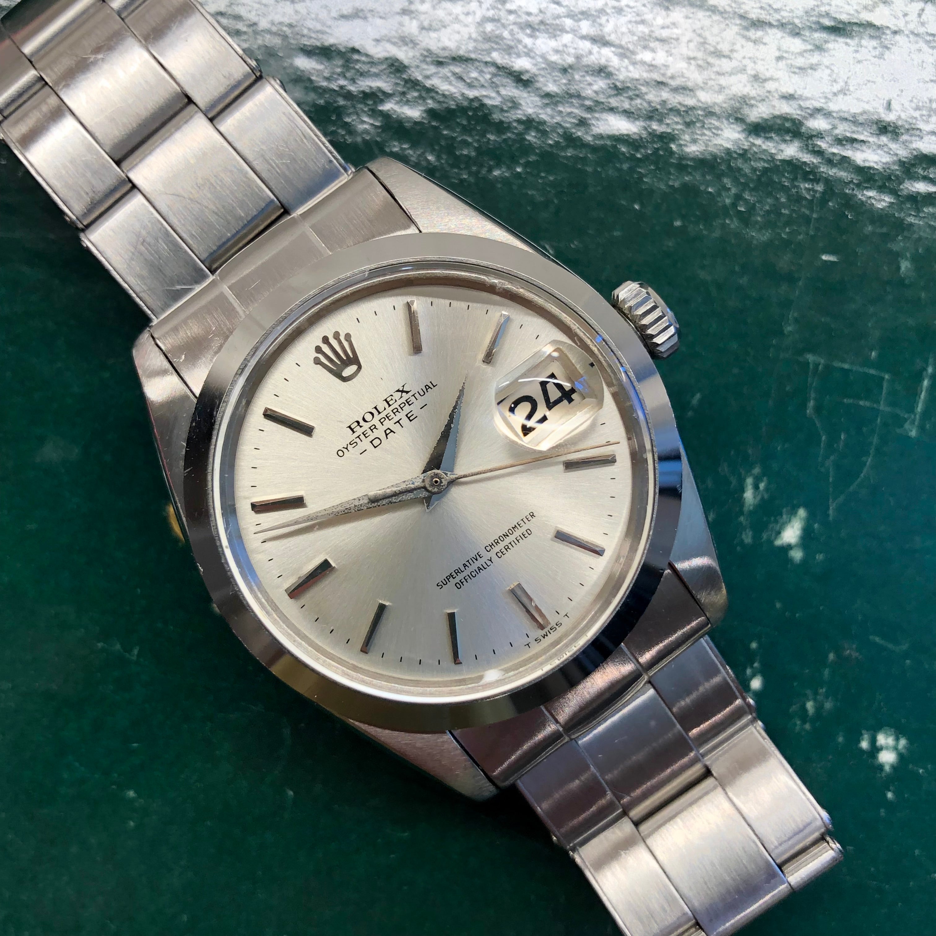 1965 Rolex Date 1500 Oyster Perpetual Silver Arrow Steel Automatic