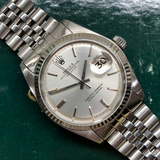 1973 Rolex Datejust 1601 Stainless Steel Fluted Bezel Silver Dial Jubilee Automatic Wristwatch - HASHTAGWATCHCO