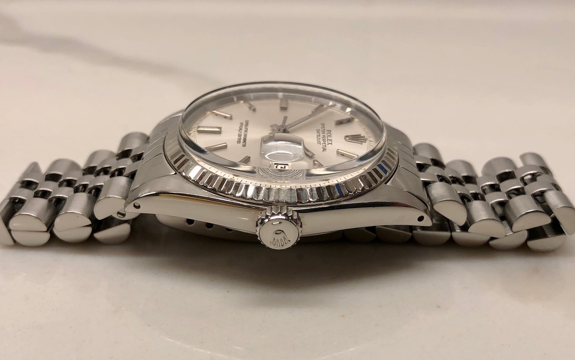 1973 Rolex Datejust 1601 Stainless Steel Fluted Bezel Silver Dial Jubilee Automatic Wristwatch - HASHTAGWATCHCO