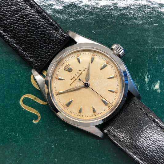 1955 Rolex Oyster Speedking 6420 Stainless Steel 31mm Precision Wristwatch with Rolex Service Card