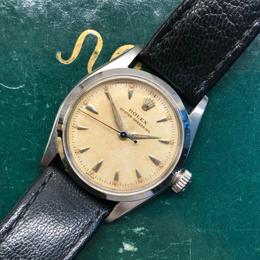 1955 Rolex Oyster Speedking 6420 Stainless Steel 31mm Precision Wristwatch with Rolex Service Card