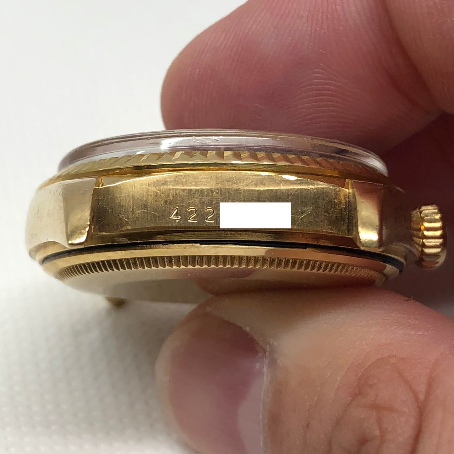 1976 Rolex President 1803 Day Date Yellow Gold Blue Diamond Dial Automatic Wristwatch - HASHTAGWATCHCO