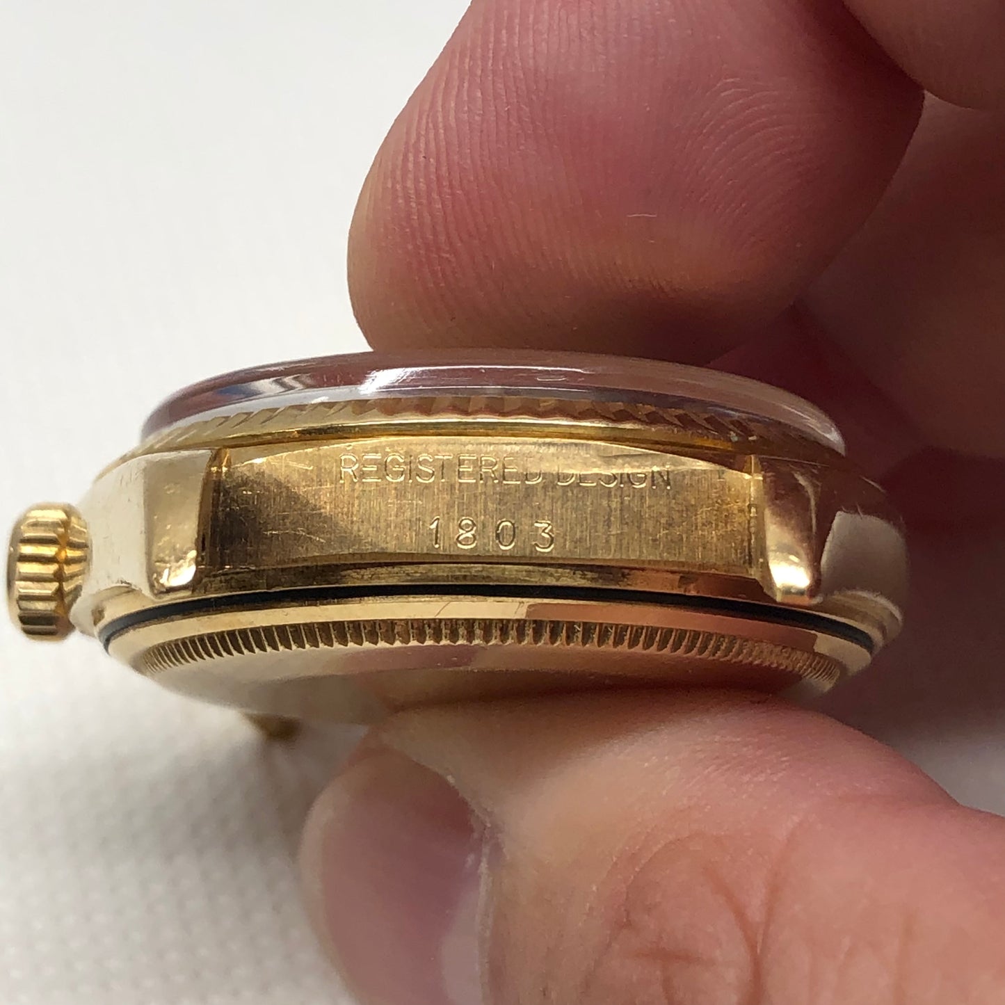 1976 Rolex President 1803 Day Date Yellow Gold Blue Diamond Dial Automatic Wristwatch - HASHTAGWATCHCO