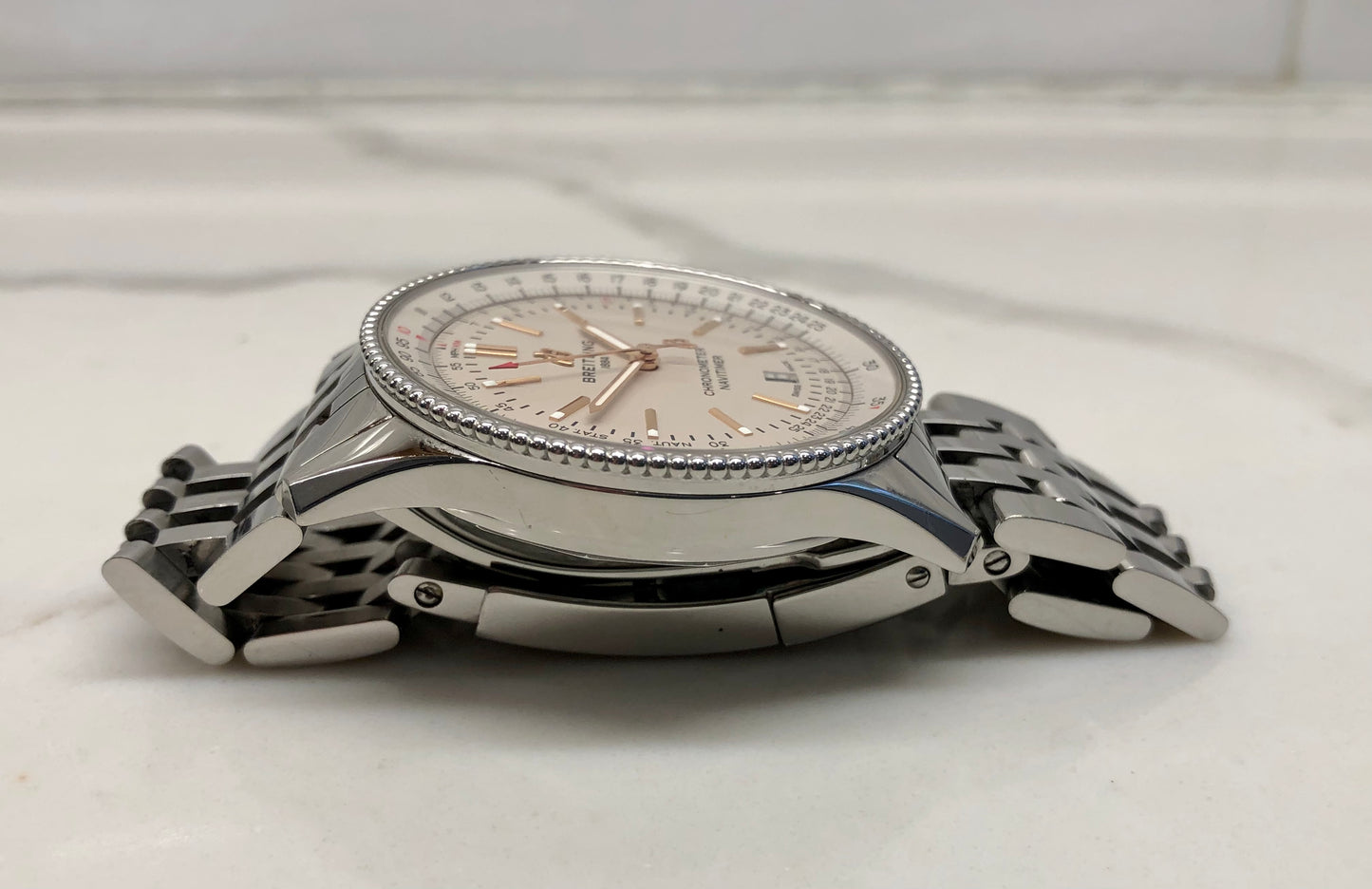 Breitling Navitimer A17326 Automatic 41 Stainless Steel Silver Wristwatch with Box and Papers - HASHTAGWATCHCO