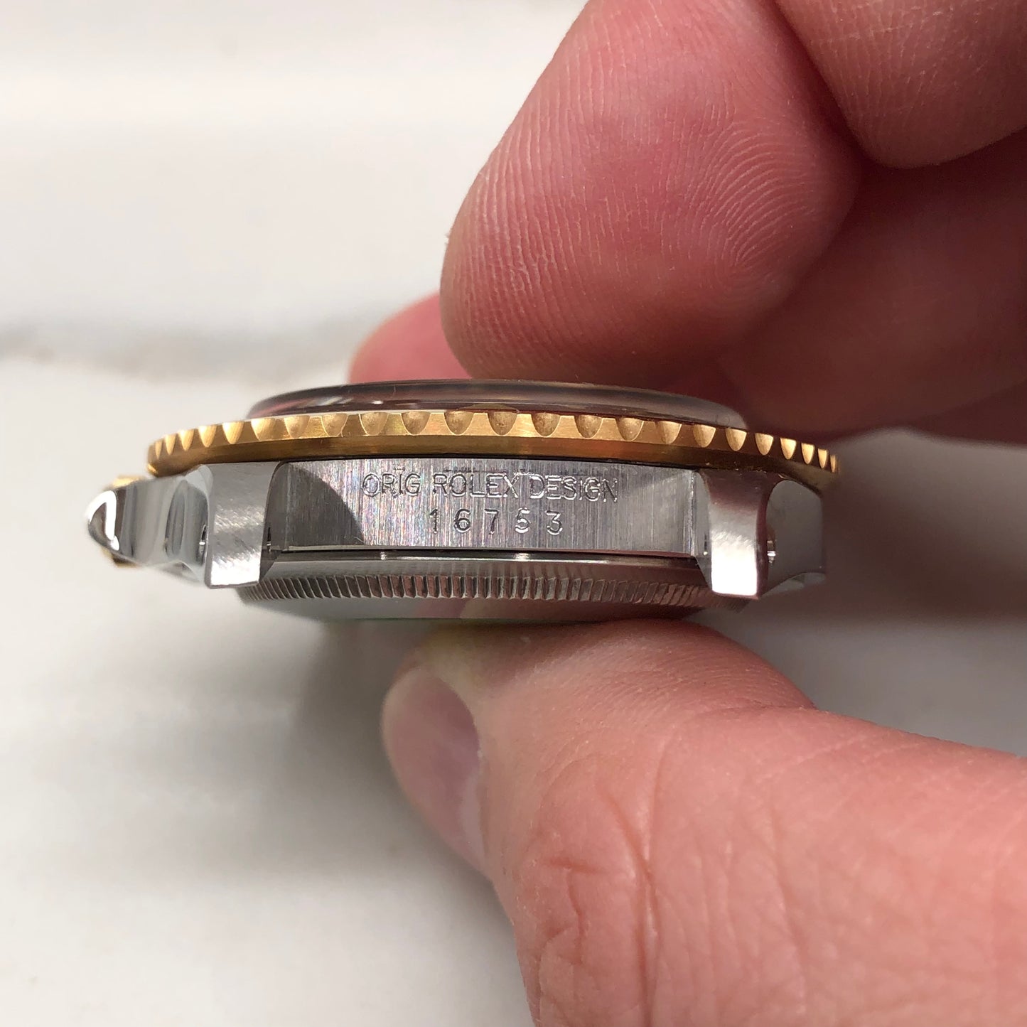 1985 Rolex GMT MASTER 16753 Root Beer Two Tone Steel and Gold Jubilee Nipple Dial Wristwatch with Box and Papers - HASHTAGWATCHCO