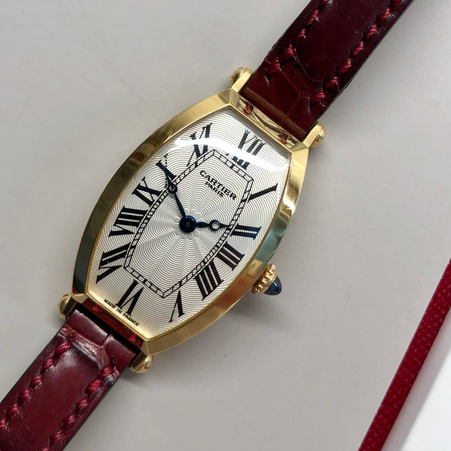 2002 Cartier Tonneau 2451D 18K Yellow Gold Collection Privée Wristwatch with Box and Papers - HASHTAGWATCHCO