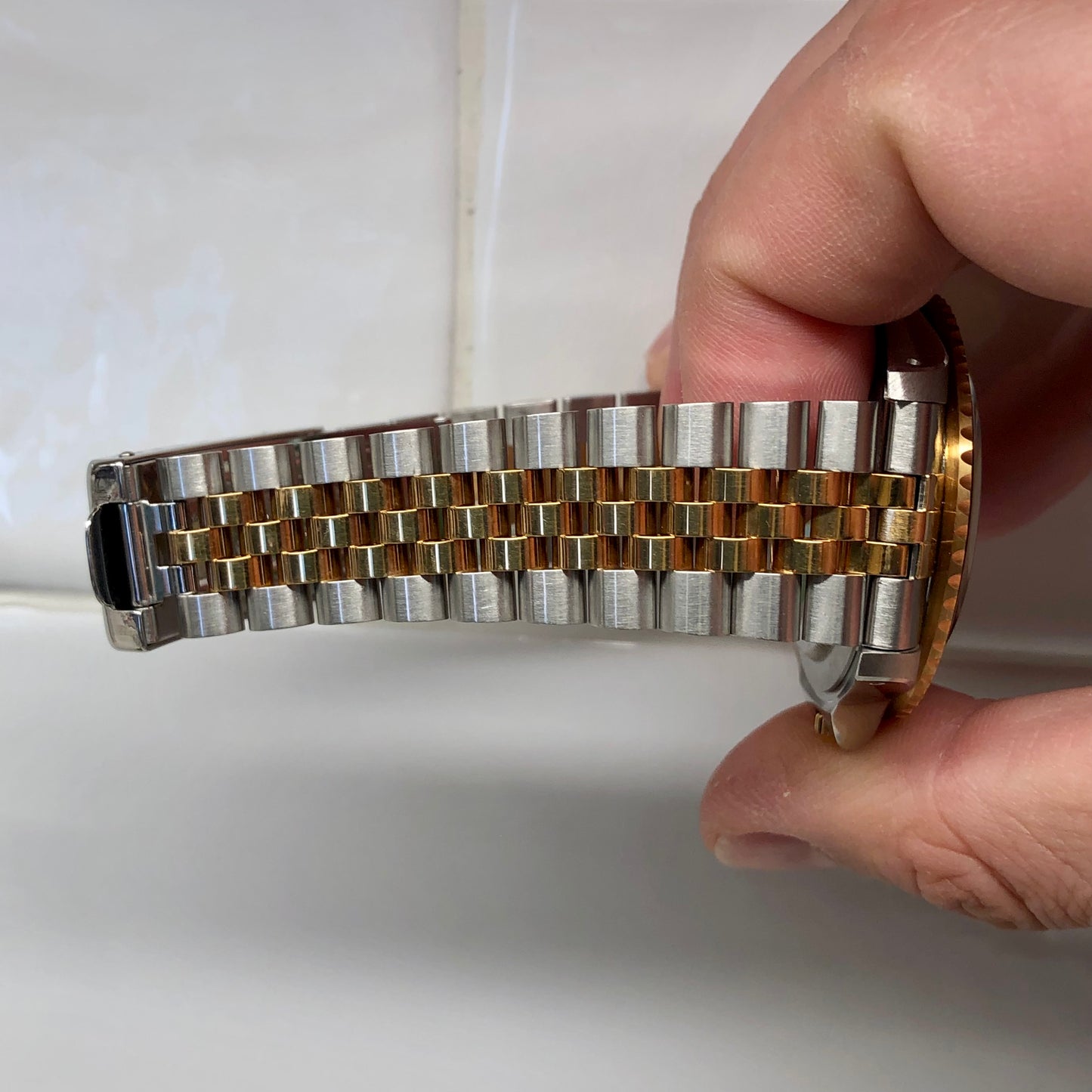 1985 Rolex GMT MASTER 16753 Root Beer Two Tone Steel and Gold Jubilee Nipple Dial Wristwatch with Box and Papers - HASHTAGWATCHCO
