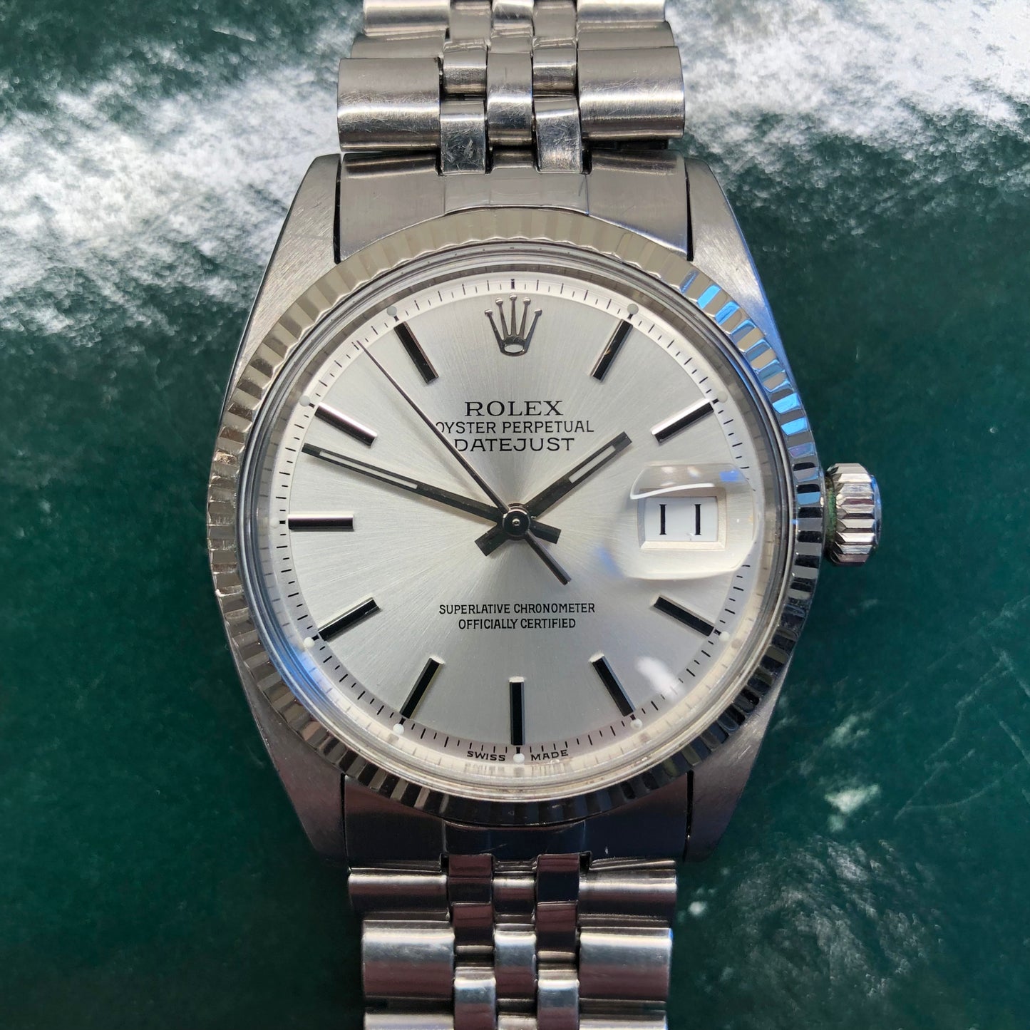 1964 Rolex Datejust 1601 Fluted Stainless Steel Silver Dial Jubilee Automatic Wristwatch - HASHTAGWATCHCO