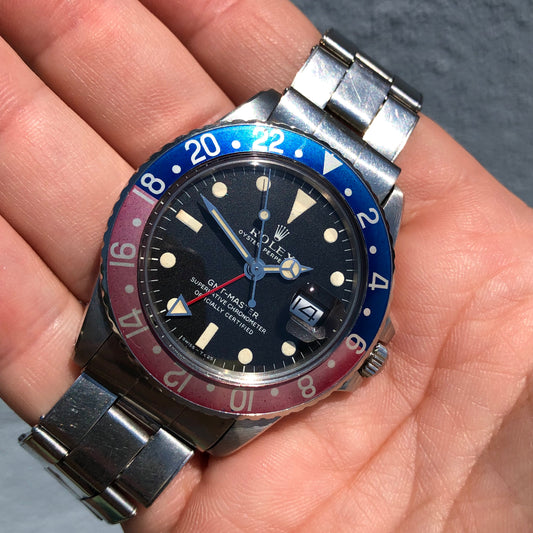 1969 Rolex GMT MASTER 1675 Mk 1 Pepsi Long E Matte Dial Steel Automatic Wristwatch with Box and Papers - HASHTAGWATCHCO