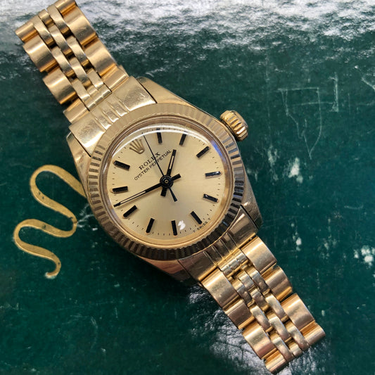 1979 Rolex Oyster Perpetual 6719 14K Yellow Gold Ladies Jubilee Bracelet Automatic Wristwatch