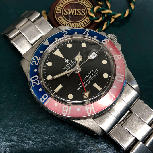 1969 Rolex GMT MASTER 1675 Mk 1 Pepsi Long E Matte Dial Steel Automatic Wristwatch with Box and Papers - HASHTAGWATCHCO
