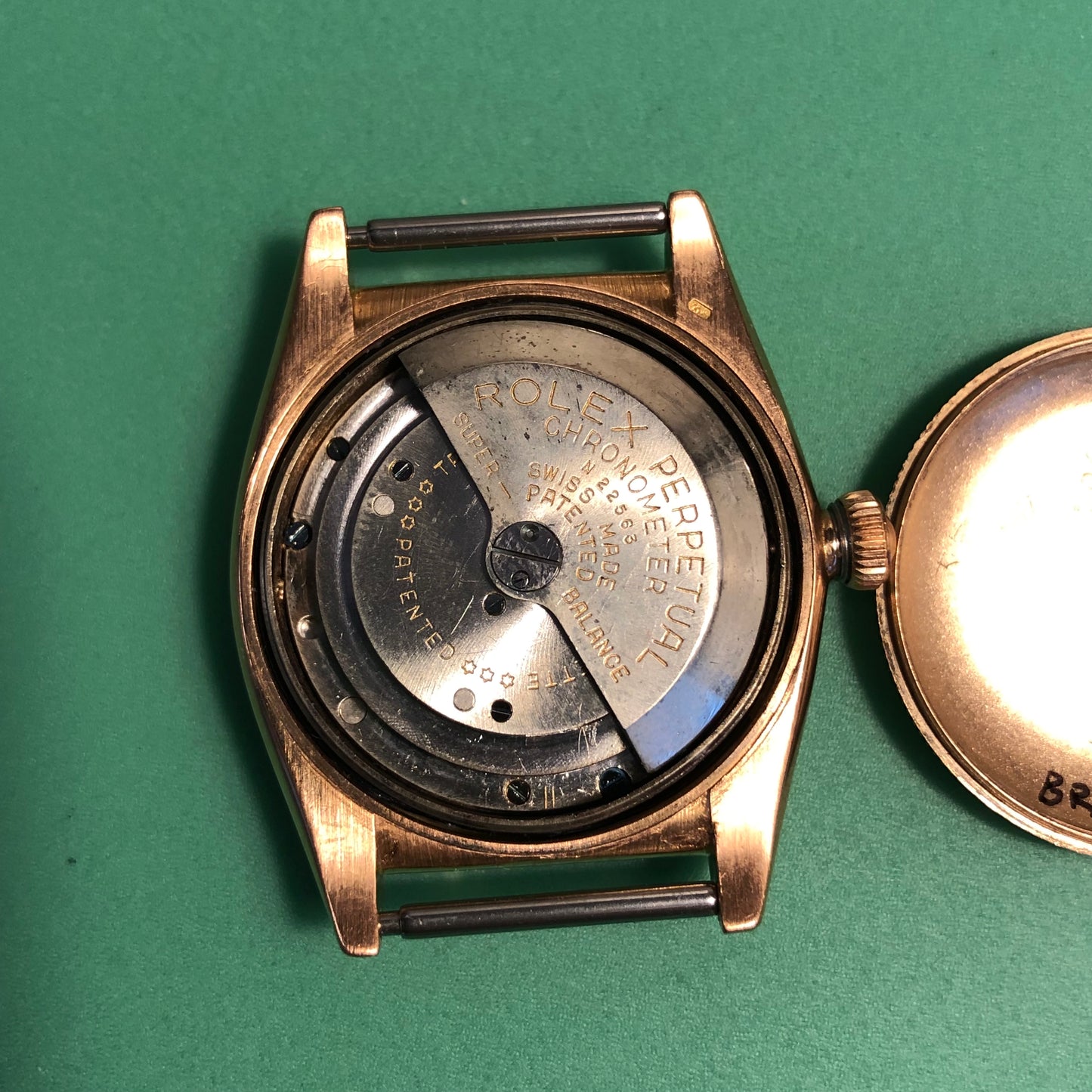 1940s Rolex Oyster Perpetual Bubbleback 3458 Chronometer 18K Rose Gold Automatic Wristwatch - HASHTAGWATCHCO