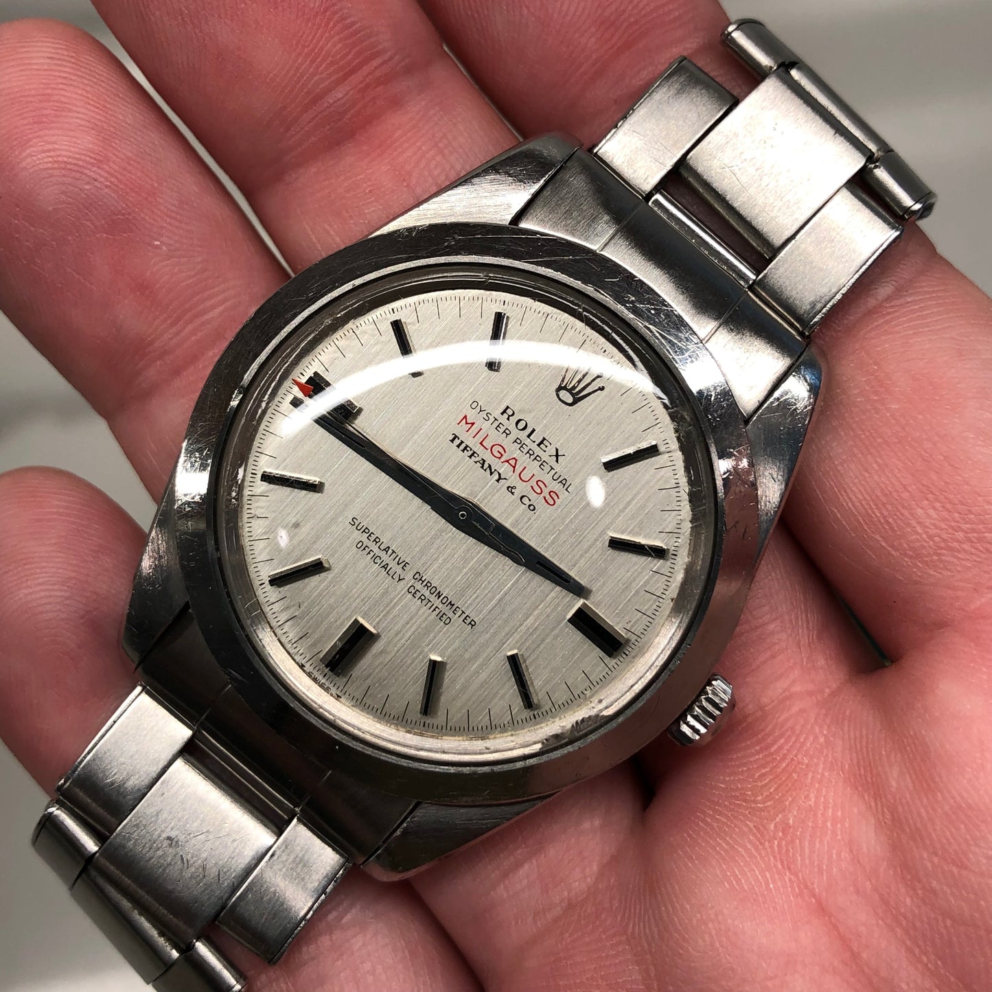 1964 Rolex Milgauss 1019 Tiffany & Co. CERN Dial Stainless Steel Wristwatch - Hashtag Watch Company