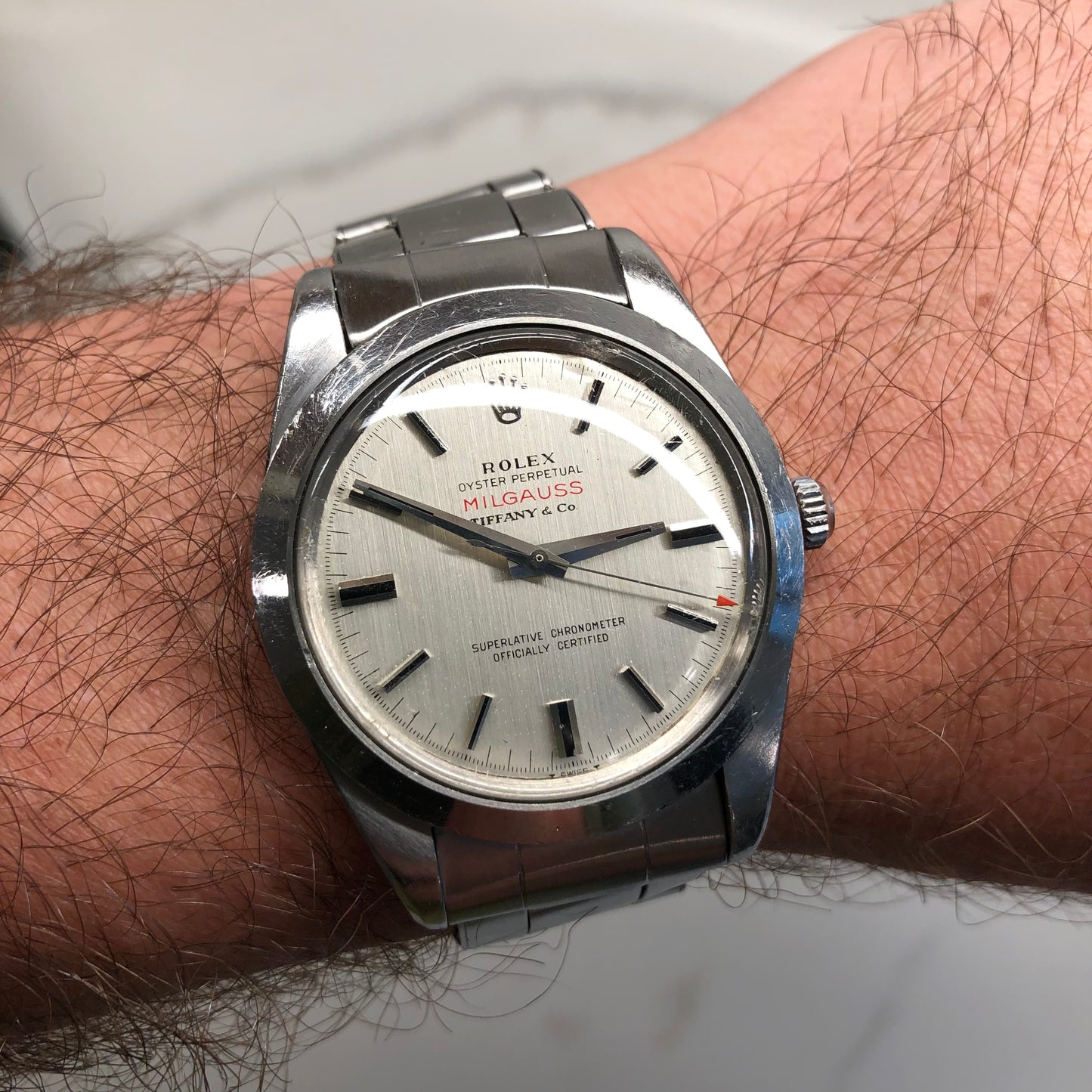 1964 Rolex Milgauss 1019 Tiffany & Co. CERN Dial Stainless Steel Wristwatch - Hashtag Watch Company