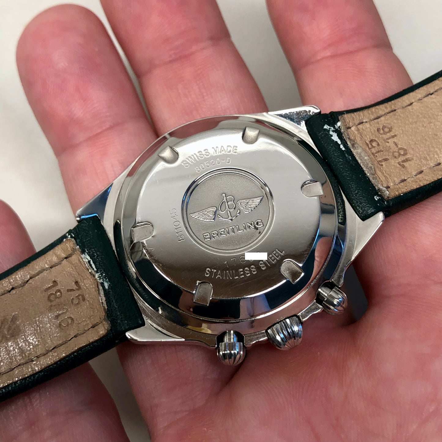 1990s Breitling Callisto B11045 Green Chronograph Caliber 1873 Manual Wind Wristwach - HASHTAGWATCHCO