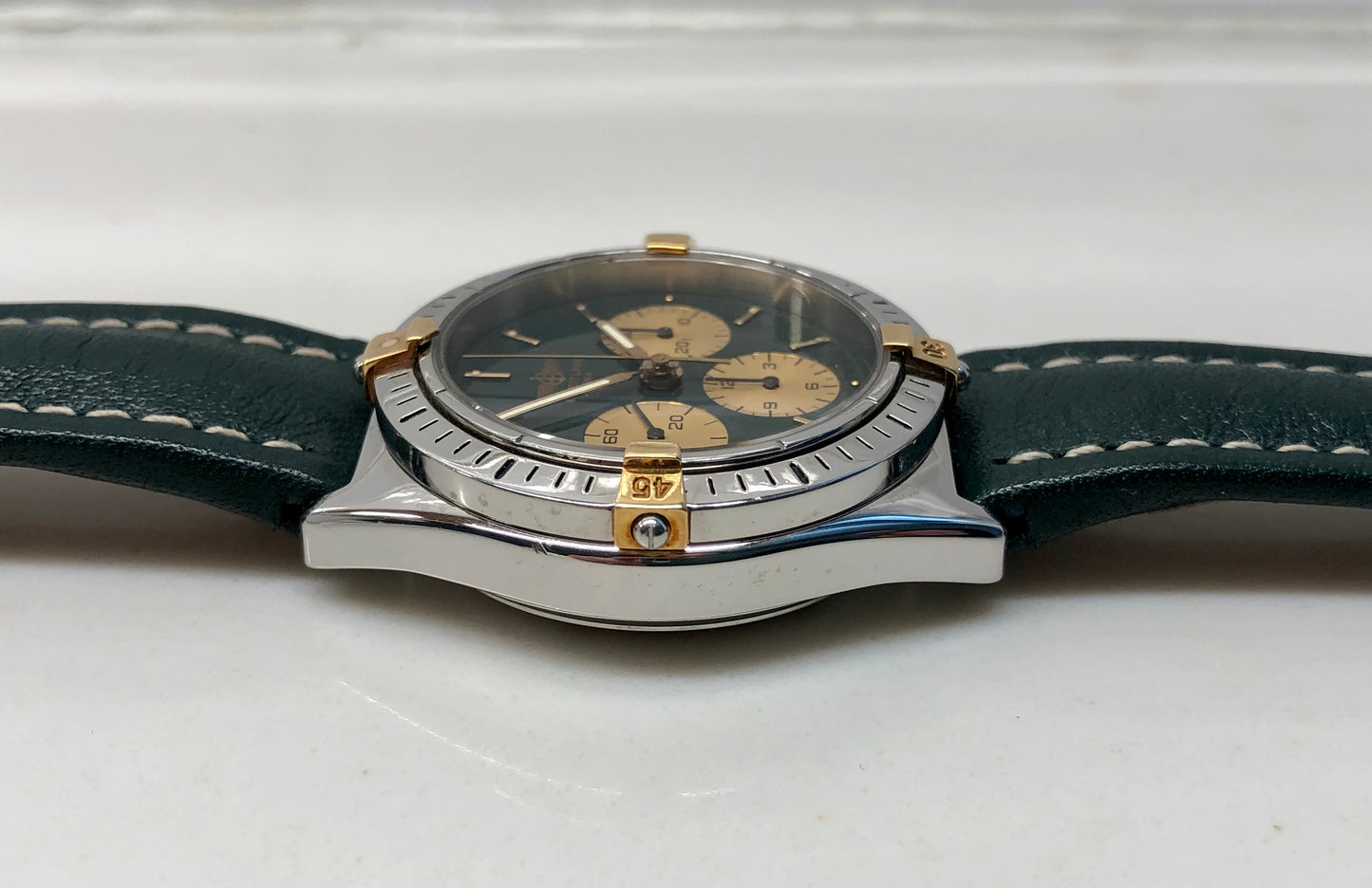 1990s Breitling Callisto B11045 Green Chronograph Caliber 1873 Manual Wind Wristwach - HASHTAGWATCHCO