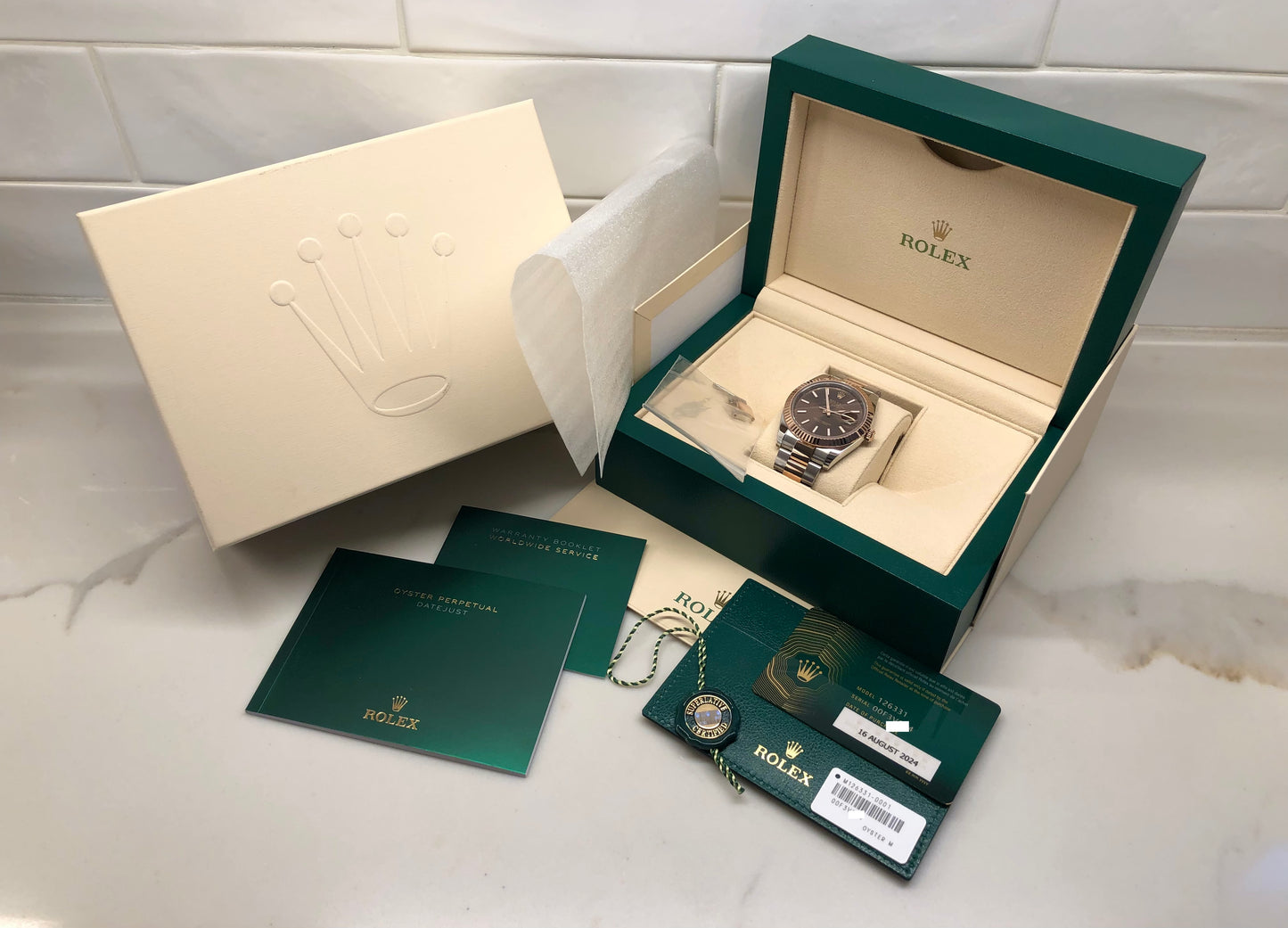 2024 Rolex Datejust 126331 Chocolate Rose Gold Fluted 41mm Two Tone Oyster Wristwatch with Box and Papers - HASHTAGWATCHCO