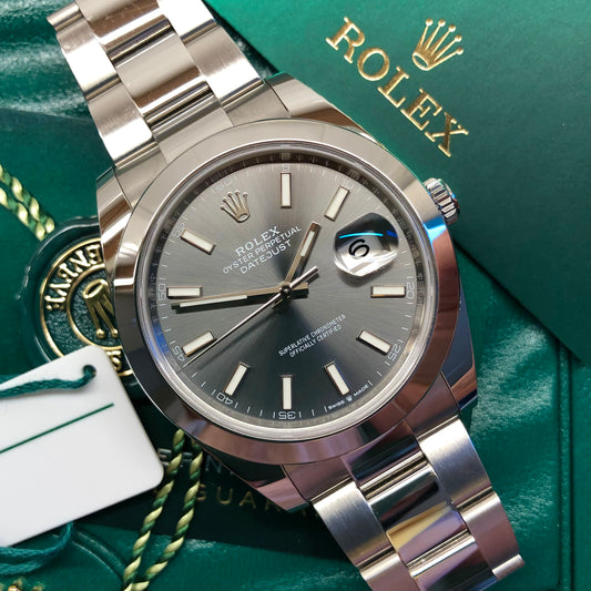 2023 Rolex Datejust 126300 Rhodium 41mm Steel Oyster Wristwatch with Box and Papers - HASHTAGWATCHCO