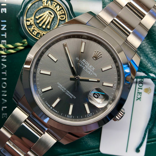 2023 Rolex Datejust 126300 Rhodium 41mm Steel Oyster Wristwatch with Box and Papers - HASHTAGWATCHCO