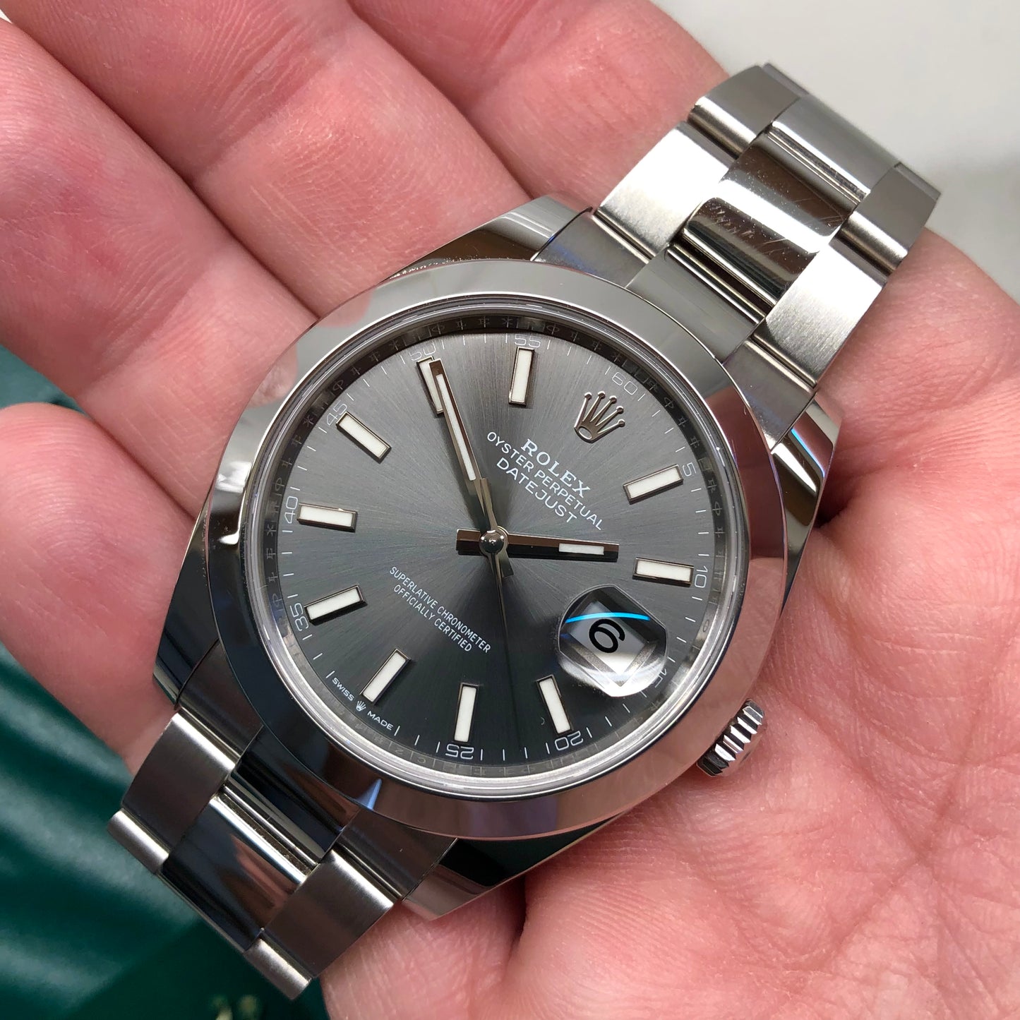 2023 Rolex Datejust 126300 Rhodium 41mm Steel Oyster Wristwatch with Box and Papers - HASHTAGWATCHCO