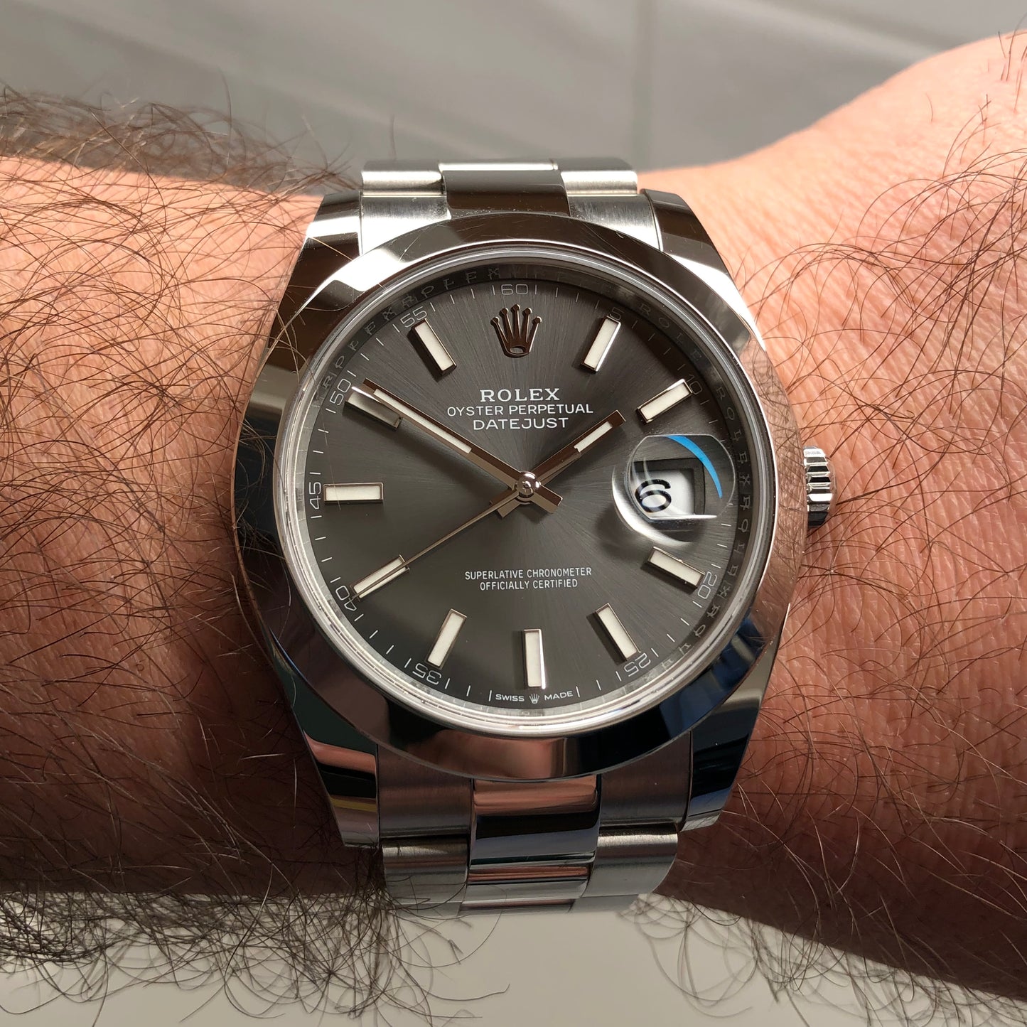 2023 Rolex Datejust 126300 Rhodium 41mm Steel Oyster Wristwatch with Box and Papers - HASHTAGWATCHCO