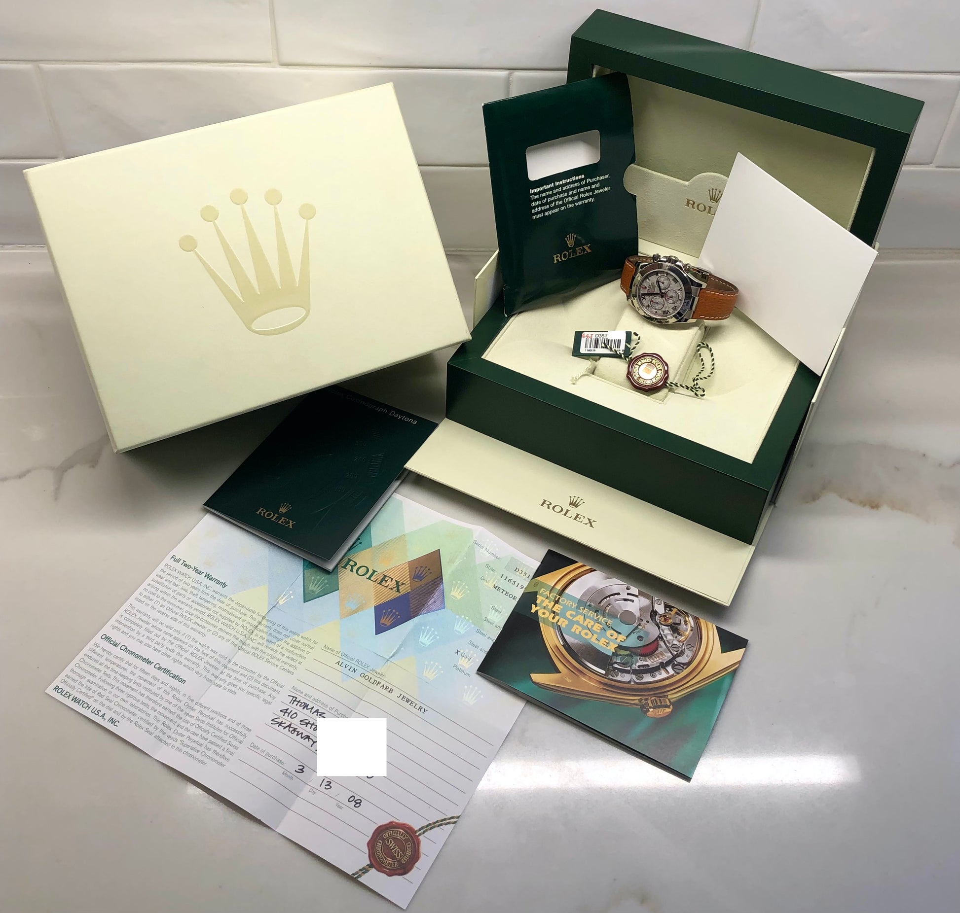 2005 Rolex Daytona Cosmograph 116519 Meteroite 18K White Gold Chronograph Wristwatch with Box and Papers - HASHTAGWATCHCO