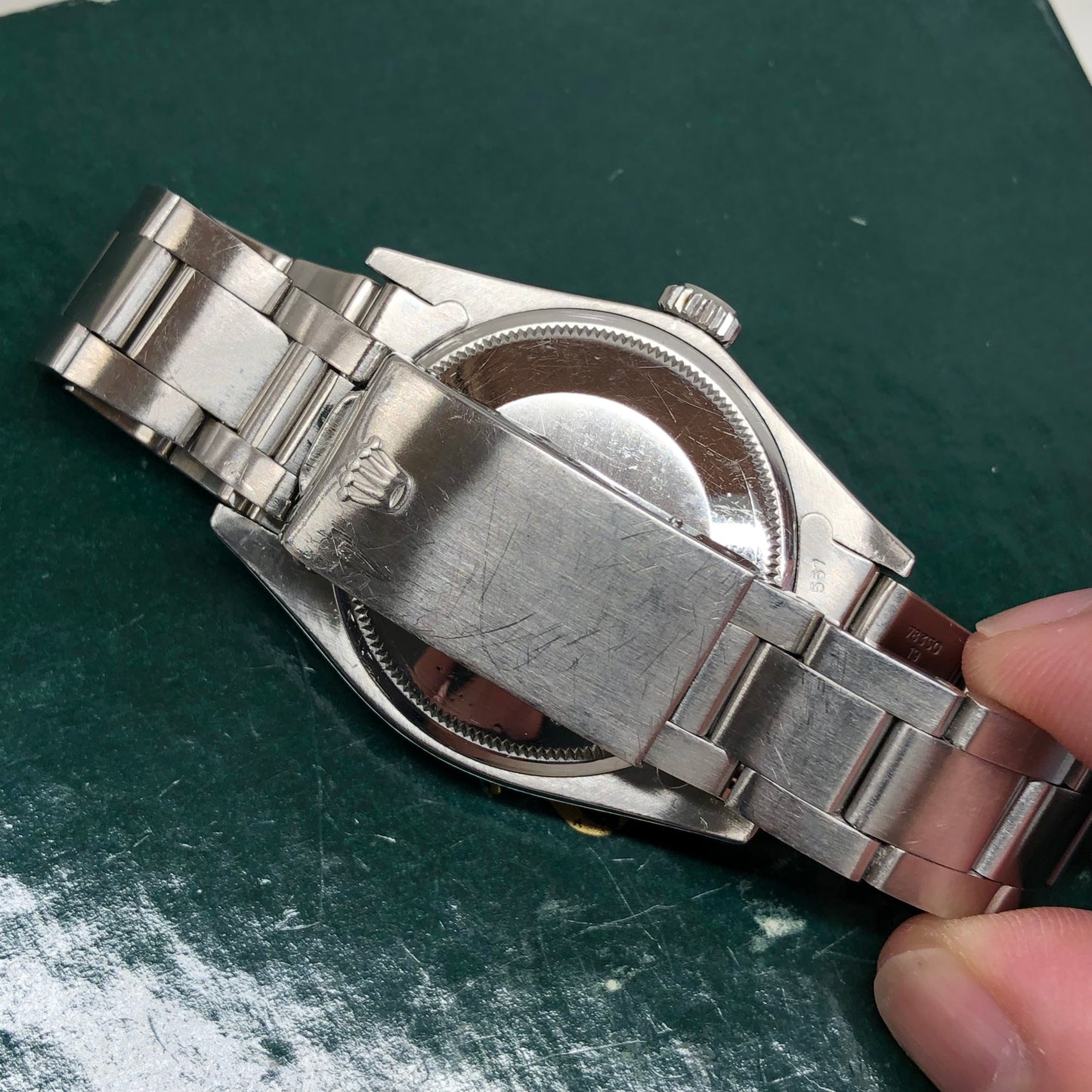 1976 Rolex Date 1500 Oyster Perpetual White Roman Steel Automatic Wristwatch - HASHTAGWATCHCO