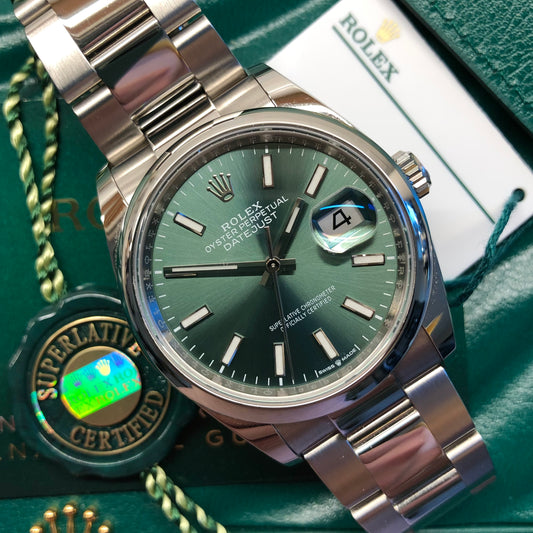 2023 Rolex Datejust 126200 Mint Green 36mm Steel Oyster Wristwatch with Box and Papers - HASHTAGWATCHCO