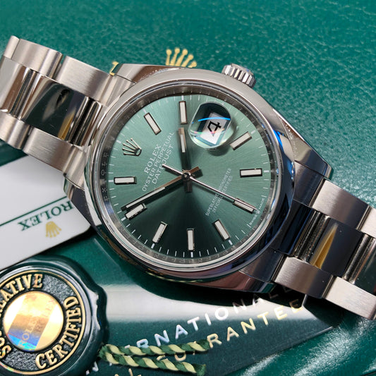2023 Rolex Datejust 126200 Mint Green 36mm Steel Oyster Wristwatch with Box and Papers - HASHTAGWATCHCO