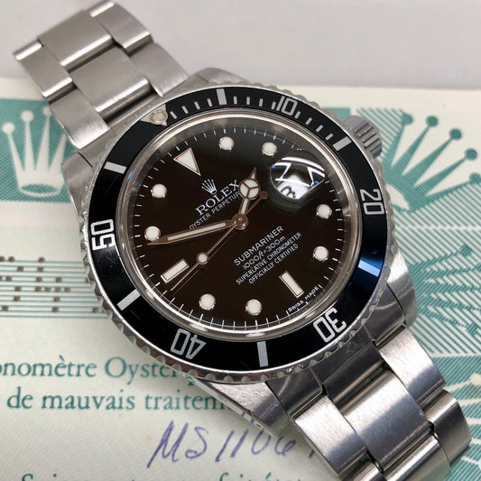 1984 Rolex Submariner Date 16800 Stainless Steel Wristwatch with Papers - HASHTAGWATCHCO