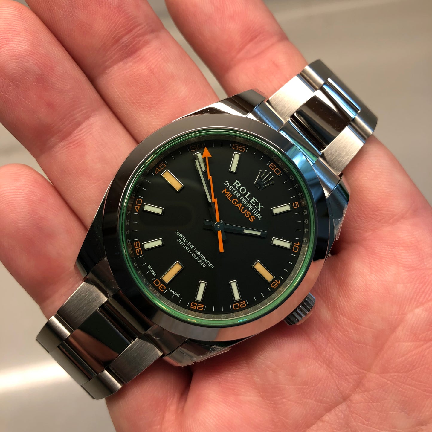 2022 Rolex Milguass 116400GV Green Steel Oyster Wristwatch with Box and Papers Unworn - Hashtag Watch Company