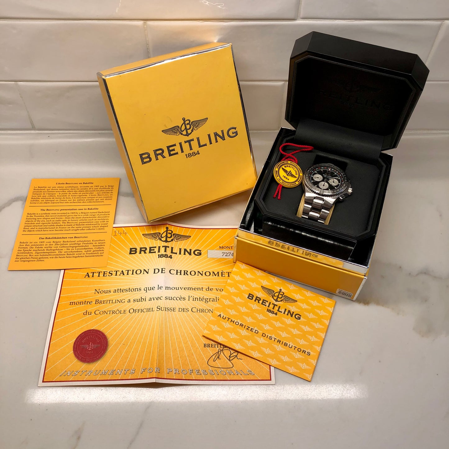 Breitling Hercules A39363 Chronograph Black Dial Automatic Wristwatch with Box and Papers