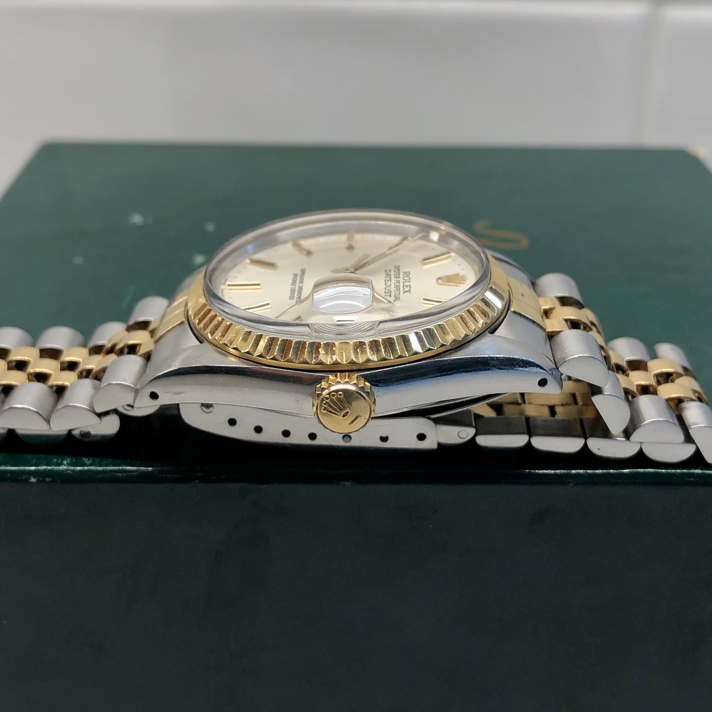 1987 Rolex Datejust 16013 Silver Stick Dial Two Tone Jubilee Automatic Wristwatch - Hashtag Watch Company