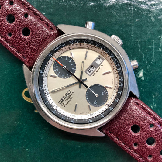 1971 Seiko 6138-8000 Baby Panda Chronograph Day Date Steel Automatic Wristwatch - HASHTAGWATCHCO