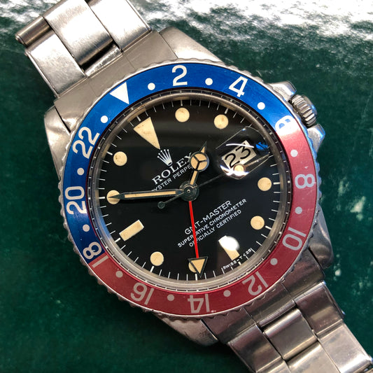 1978 Rolex GMT MASTER 1675 Mk 5 Pepsi Matte Dial Steel Automatic Wristwatch - HASHTAGWATCHCO