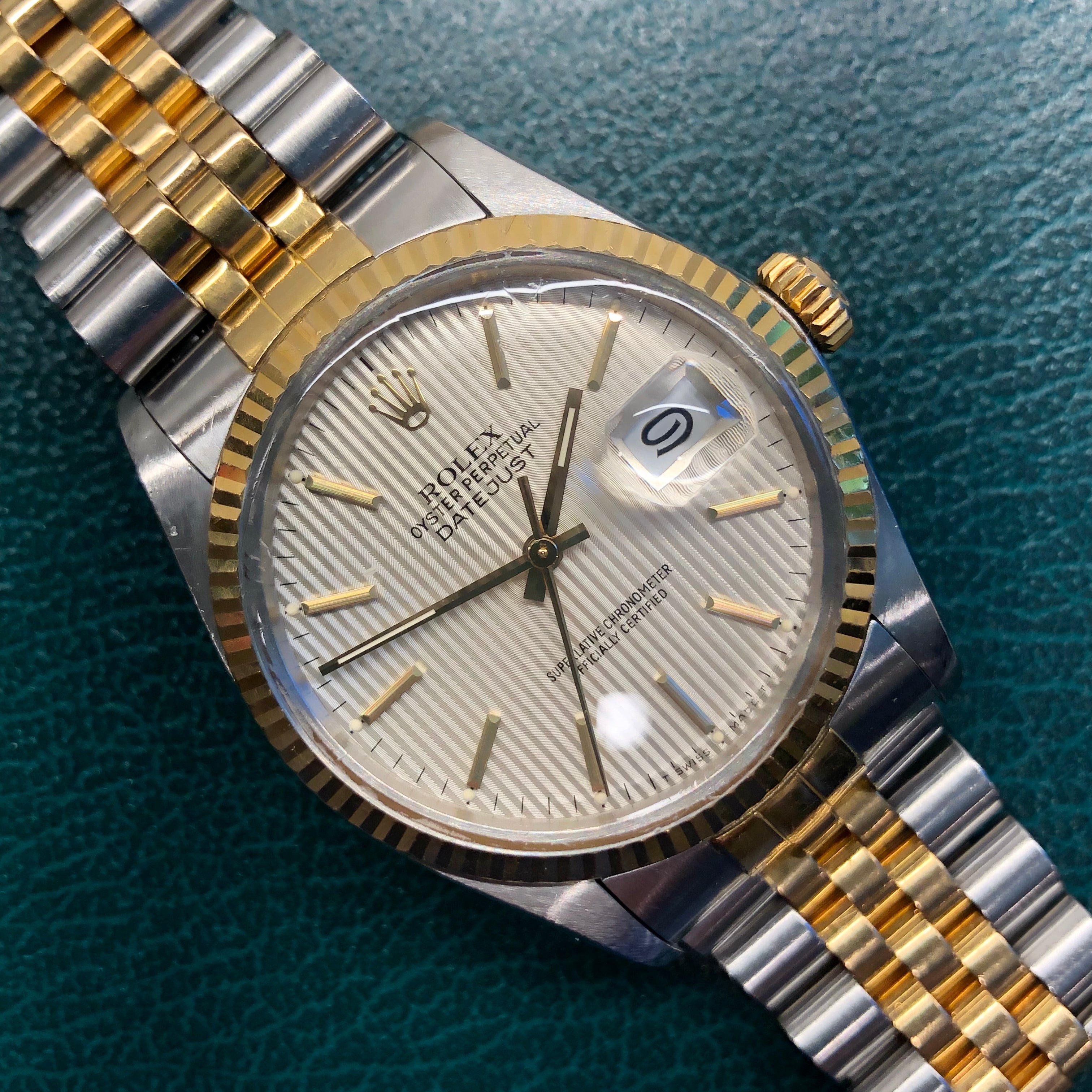 1986 Rolex Datejust 16013 Silver Tapestry Two Tone Jubilee