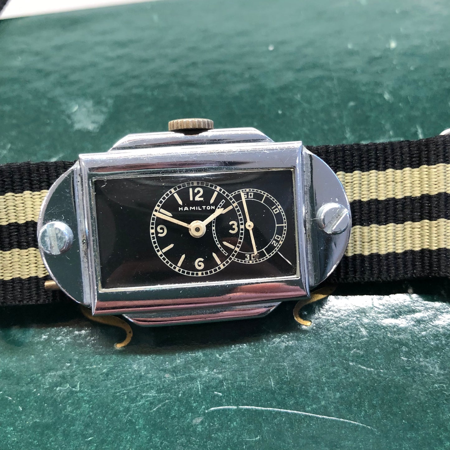 1940s Hamilton D37 Fairchild Gun Timer Duo Dial WWII Bomb Timer Wristwatch - HASHTAGWATCHCO