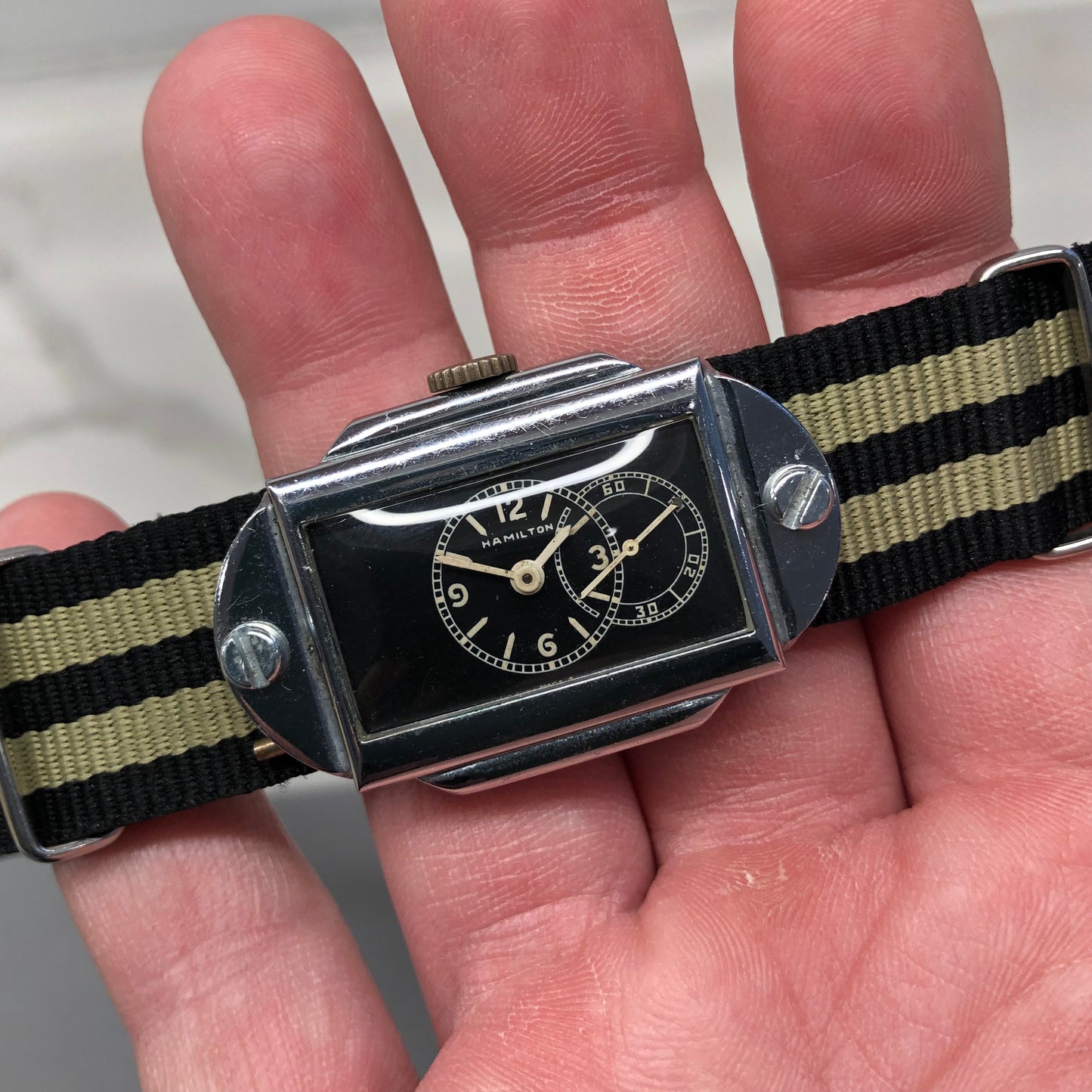 1940s Hamilton D37 Fairchild Gun Timer Duo Dial WWII Bomb Timer Wristwatch - HASHTAGWATCHCO