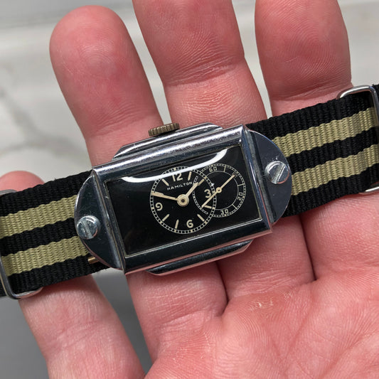1940s Hamilton D37 Fairchild Gun Timer Duo Dial WWII Bomb Timer Wristwatch - HASHTAGWATCHCO