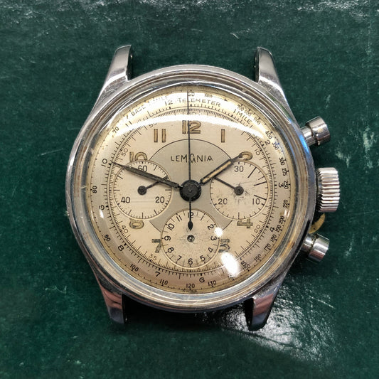 1950s Lemania Multiscale Dial 27CH Stainless Steel Chronograph Wristwatch - HASHTAGWATCHCO