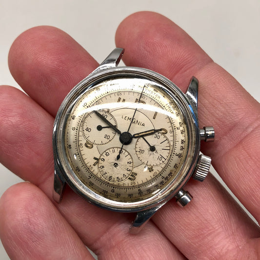 1950s Lemania Multiscale Dial 27CH Stainless Steel Chronograph Wristwatch - HASHTAGWATCHCO
