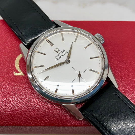 1950s Omega Seamaster Stainless Steel Dress Watch Manual 35mm Wristwatch - HASHTAGWATCHCO