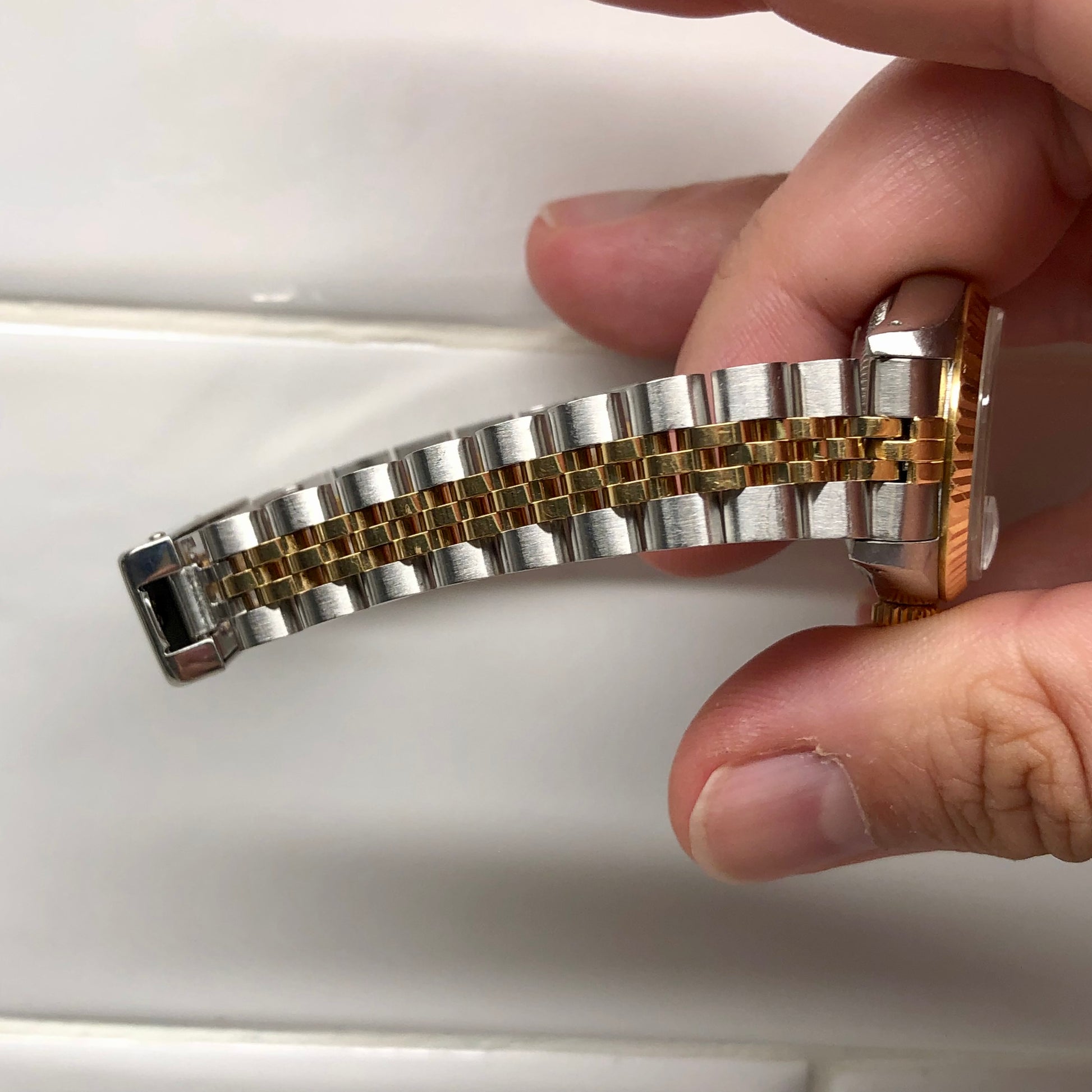 1990 Rolex Datejust 69173 Black Dial Two Tone Jubilee Wristwatch with Box and Papers - HASHTAGWATCHCO