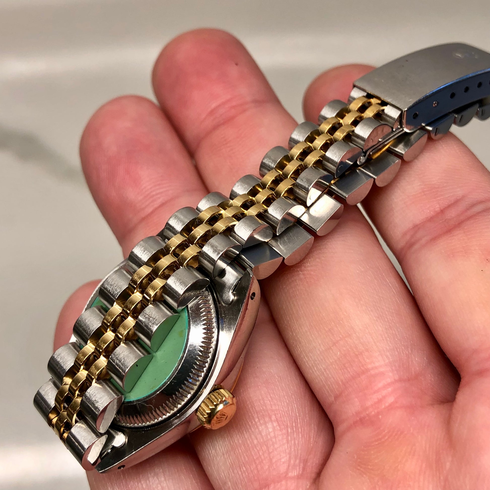 1990 Rolex Datejust 69173 Black Dial Two Tone Jubilee Wristwatch with Box and Papers - HASHTAGWATCHCO