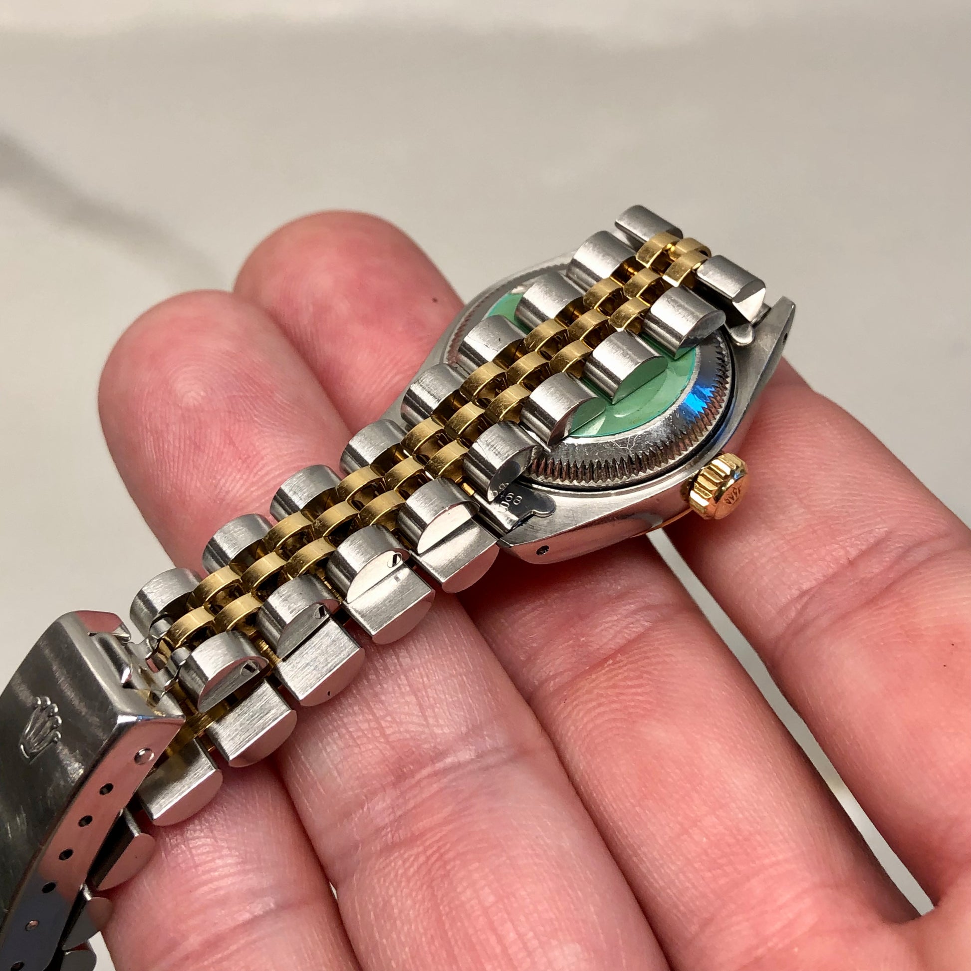 1990 Rolex Datejust 69173 Black Dial Two Tone Jubilee Wristwatch with Box and Papers - HASHTAGWATCHCO