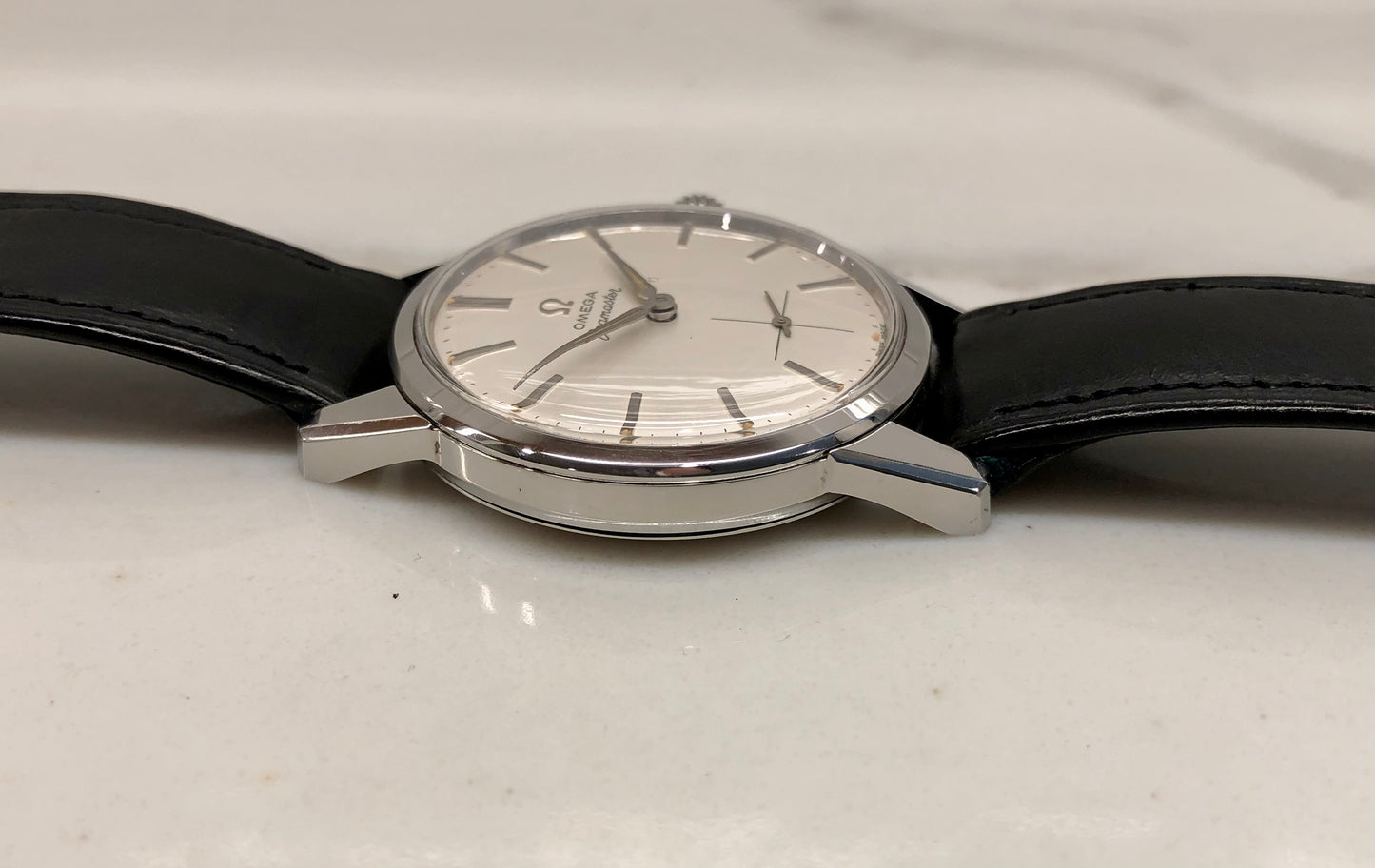 1950s Omega Seamaster Stainless Steel Dress Watch Manual 35mm Wristwatch - HASHTAGWATCHCO