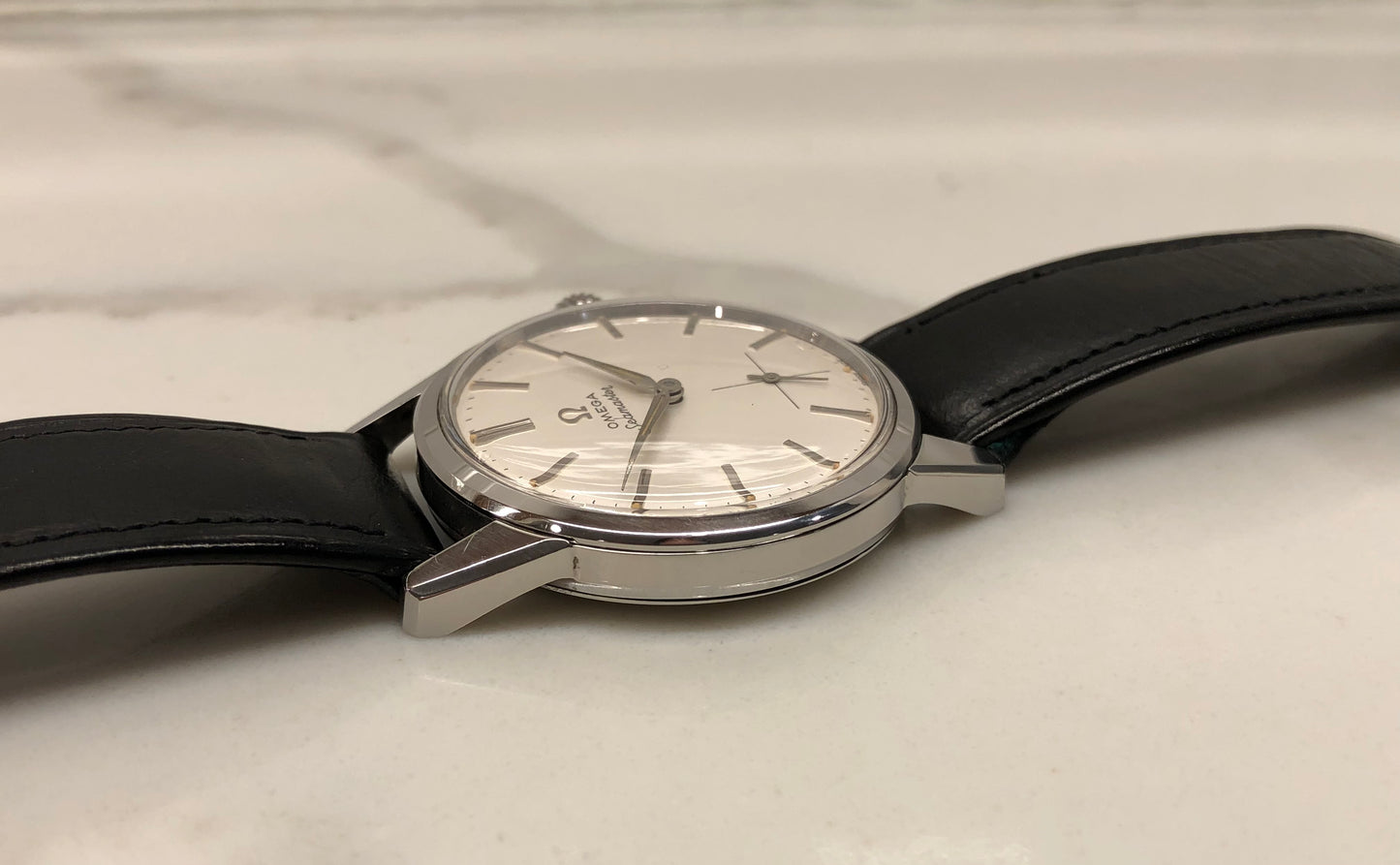 1950s Omega Seamaster Stainless Steel Dress Watch Manual 35mm Wristwatch - HASHTAGWATCHCO